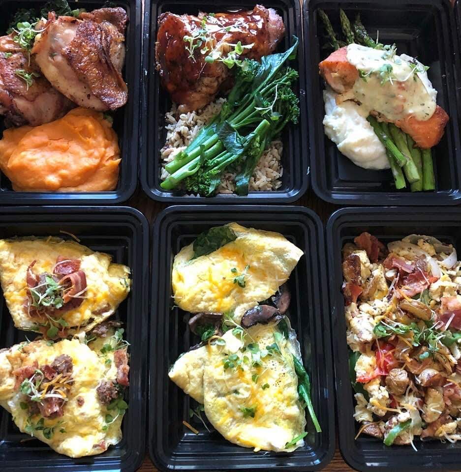 Selection of individually boxed catered meals